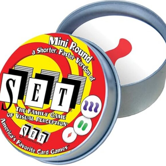 Travel Tin Card Games: Spot It! Numbers and Shapes & SET MINI Round Card Game - Picture 8 of 16